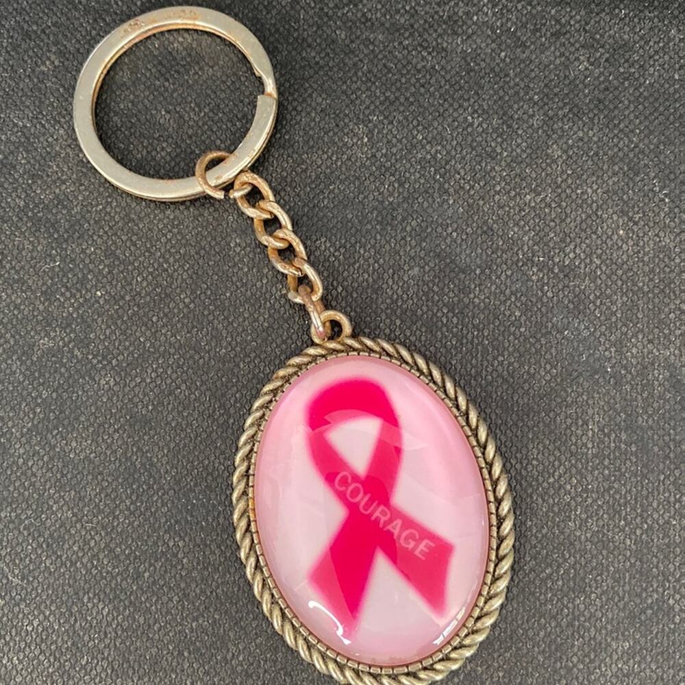 Vintage breast, cancer awareness keychain